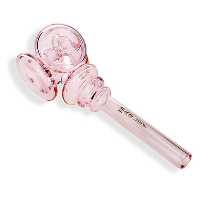 6.5" Marley Double Disc Glass Pipe in Pink - Marley